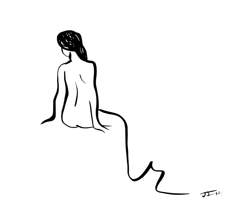 Chica sentada  de espaldas