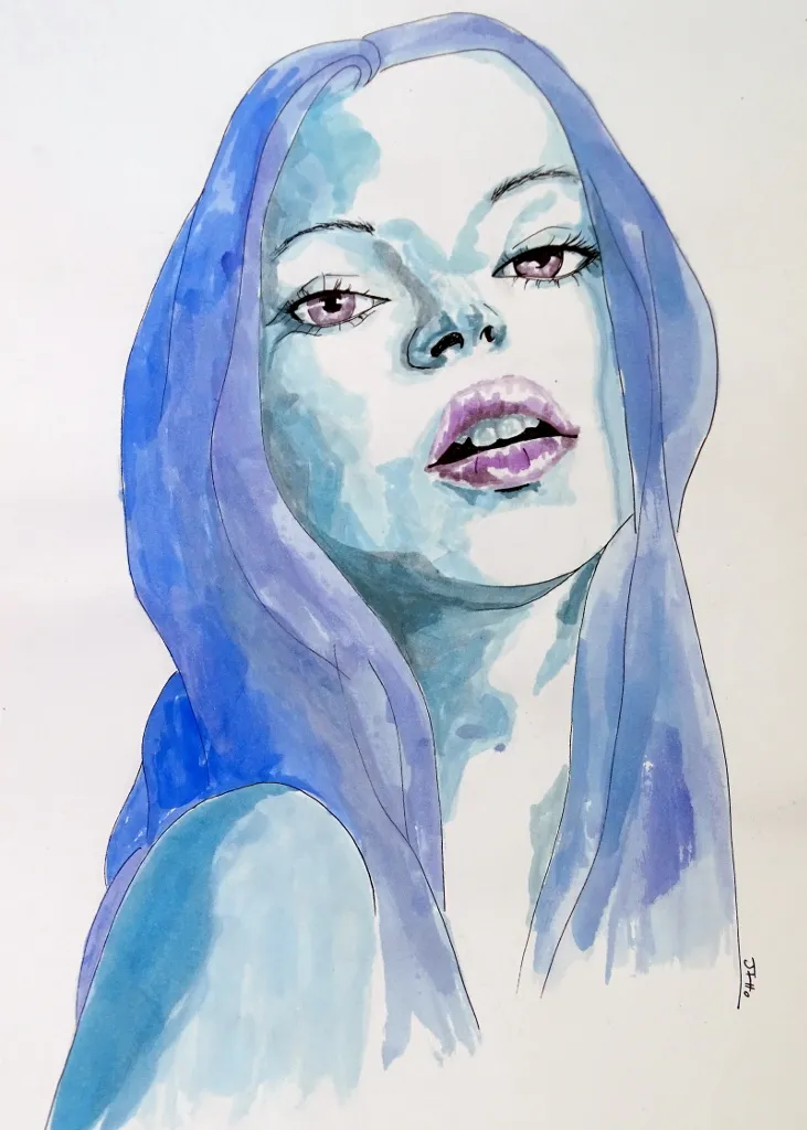 Segunda acuarela. La chica azul