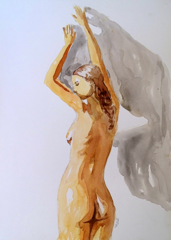 Séptima acuarela. La chica y la pared