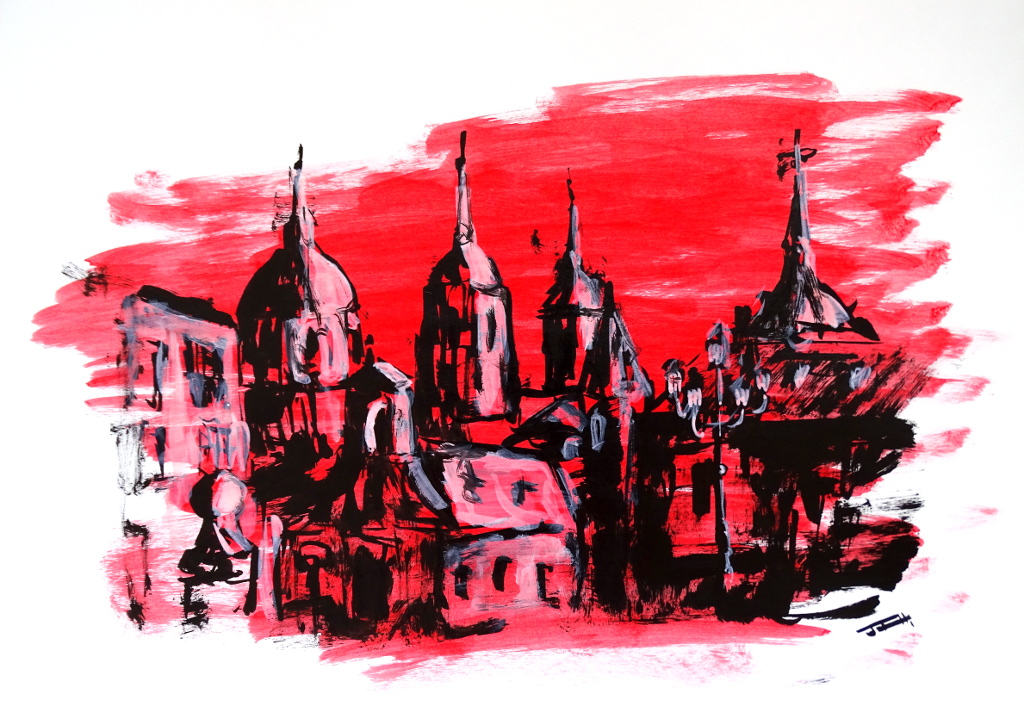 Plaza del ayuntamiento de San Lorenzo del Escorial, versión rojo